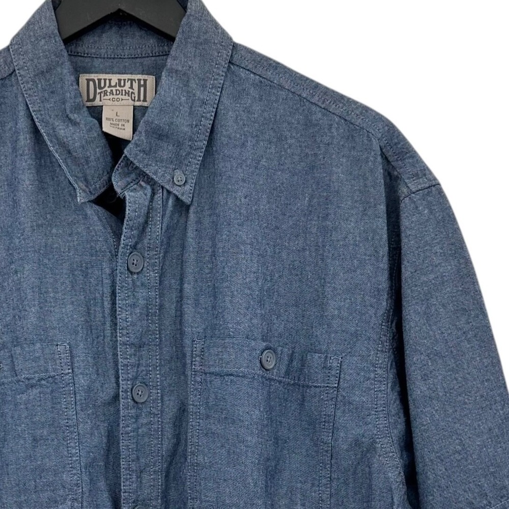 Duluth Trading Men's Short Sleeve Button Down Blue‎ Size Large Outdoors Casual